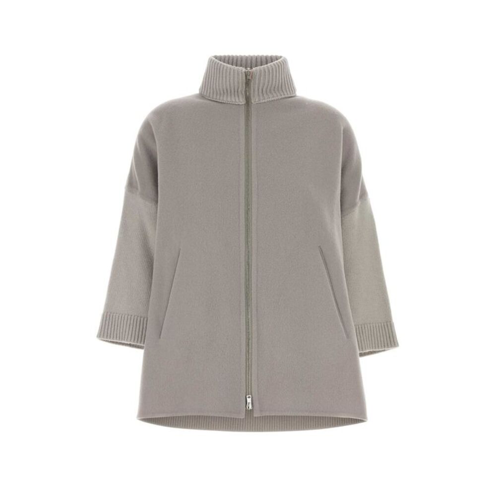 Herno Women Grey Flannel And Wool Cardigan